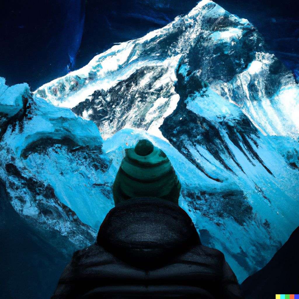 someone gazing at Mount Everest, digital art, infinity